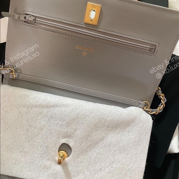 SOLD ❌ CHANEL Authentic RECEIPT Gray Pearl Crush Bag WOC - Picture 10 of 12